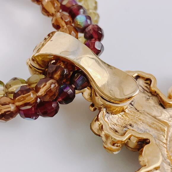 Colorful Glass Rhinestone Cross Christian Pendant Beaded Necklace Choker 16"-19" - Picture 9 of 12